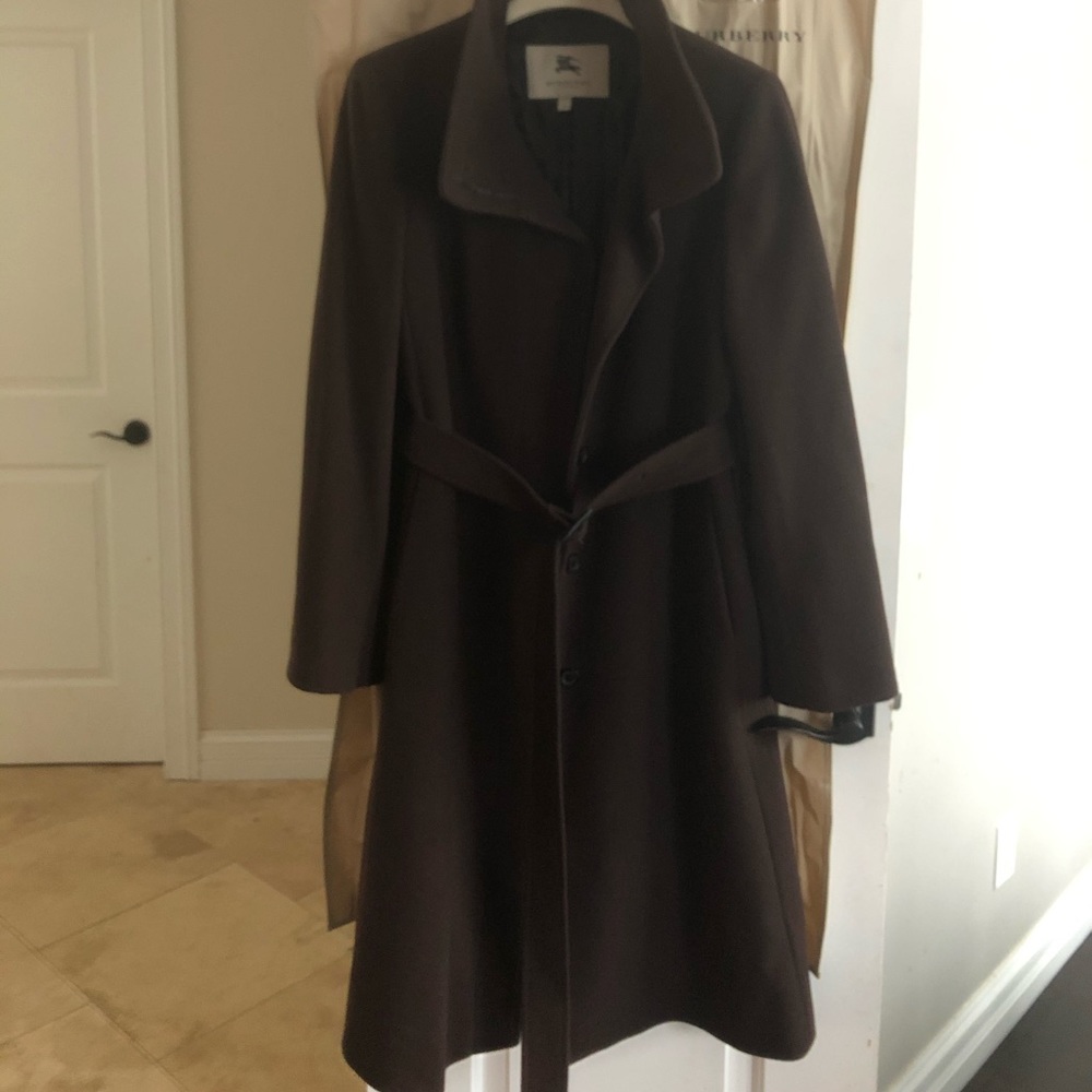 Burberry Brown Wool/Cashmere Trench Coat US-12
